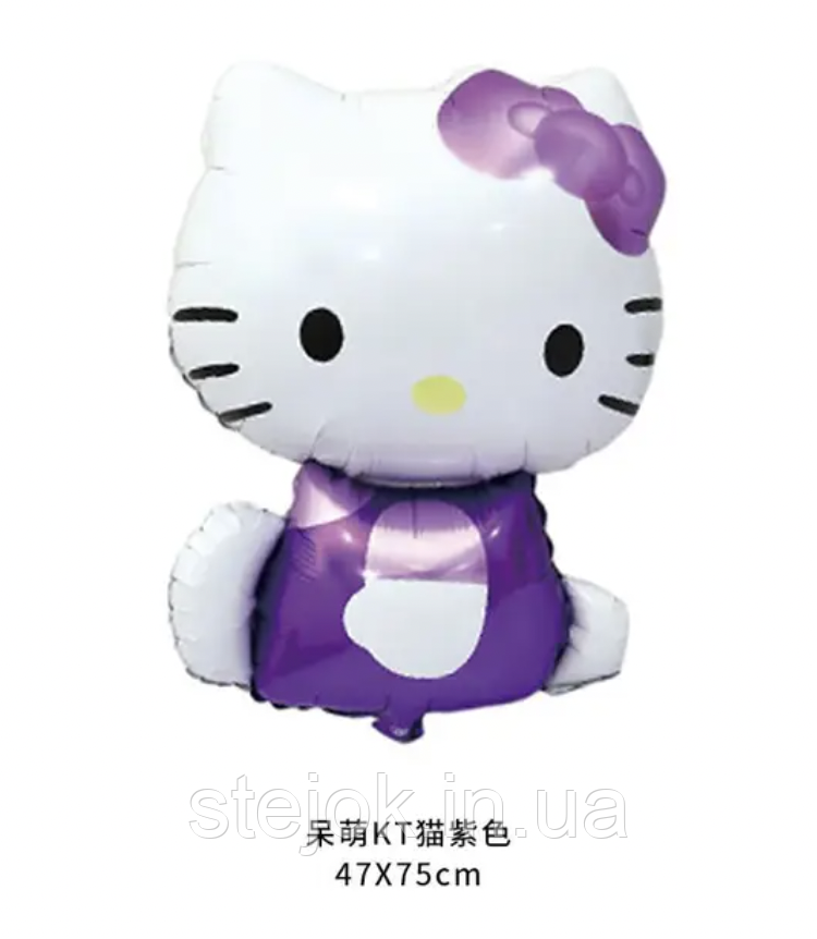 Фольгована куля фігура Хеллоу Кітті фіолетова, фото 1