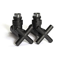 Кран кутовий для рушникосушки Raftec Premium 1/2х1/2, чорний муар, 2шт.