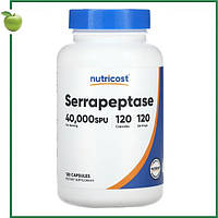 Серрапептаза, 40 000 SPU, 120 капсул, Nutricost, США