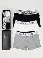 Мужские трусы боксеры из хлопка 3шт Calvin Klein. Набор трусов для мужчин. Кельвин Кляйн Комплект трусов 3 шт