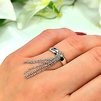 Серебряное кольцо с цепочкою