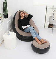 Надувне садове крісло з пуфиком Air Sofa Comfort zd-33223, велюр, 76*130 см