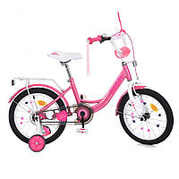 Детский двухколесный велосипед 14 дюймов с фонариком и багажником Profi PRINCESS MB 14041 Розовый
