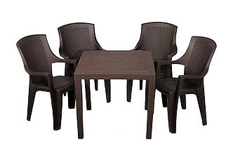 Набір садових меблів King 1 стіл + крісло Eden 4 шт. виробництво Італія колір Коричневий