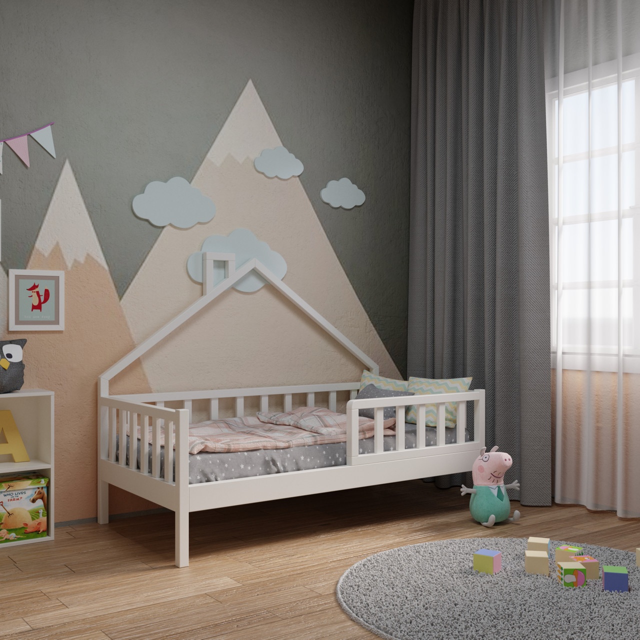 Дитяче ліжко будиночок "Хоумі-1" з натурального дерева, фото 1