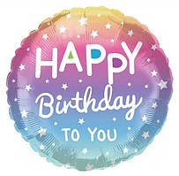 001 Фольгована кулька коло Happy Birthday to you омбре 18" Китай