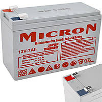 Аккумулятор 12V/7Ah, Micron MCN-12/7 / Свинцово-кислотная аккумуляторная батарея / Аккумулятор для ИБП