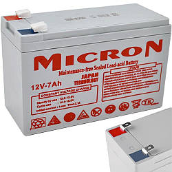 Акумулятор 12V/7Ah, Micron MCN-12/7 / Свинцево-кислотна акумуляторна батарея / Акумулятор для ДБЖ