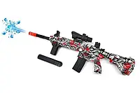 Детский автомат гель бластер (orbeez gun) на Орбизе М416 из игры PUBG. Красный граффити