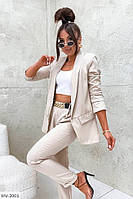 Костюм брючный женский классический деловой стильный двойка пиджак и брюки костюмка размеры 42-48 арт 9197