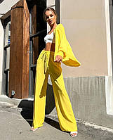 Модний жіночий костюм літній сорочка та штани лимонний Новинка 2024