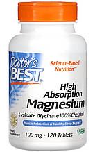 Магній хелат 100% (Magnesium Chelated) 100 мг 120таб. Doctor's Best