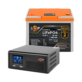 Комплект резервного живлення LP (LogicPower) ДБЖ + літієва (LiFePO4) батарея (UPS B1000+ АКБ LiFePO4 768Wh)