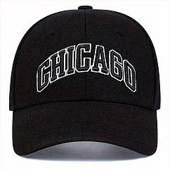 Кепка Бейсболка Chicago (Чикаго) з вигнутим козирком Чорний 2, Унісекс WUKE One size