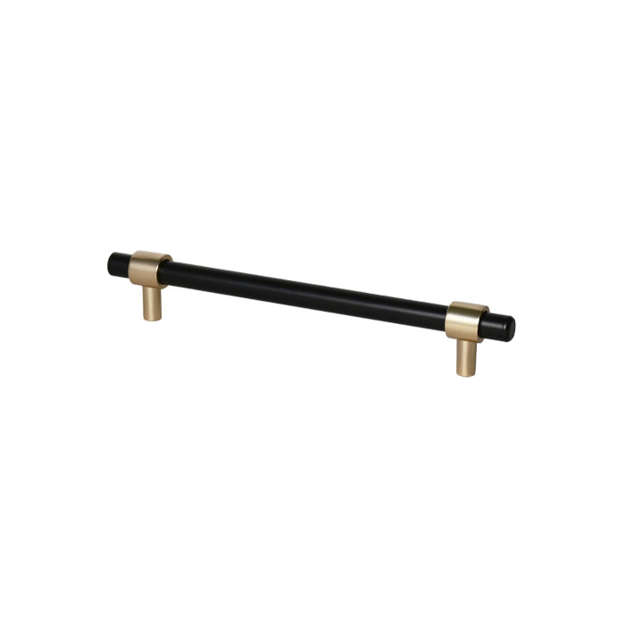 Меблева ручка рейлінгова Kerron матовий чорний-матове золото 160 мм (S-3411-160 MBN-MGN), фото 1