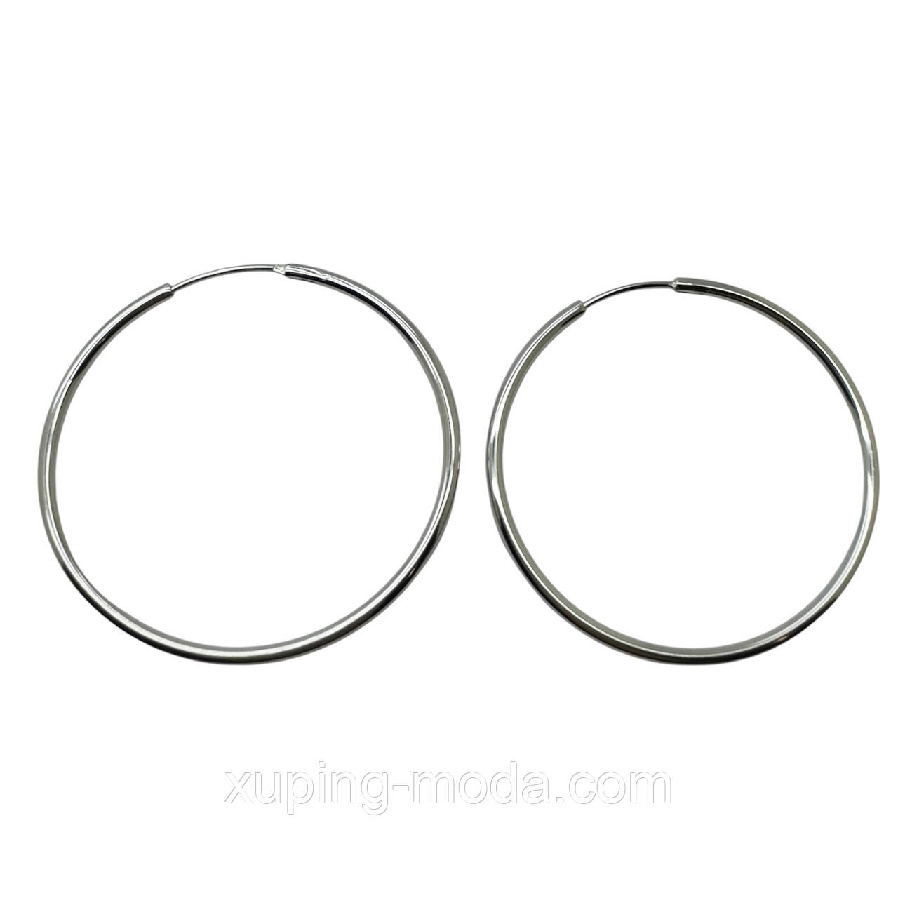 40 мм. Сережки кільця xuping. Родій, фото 1