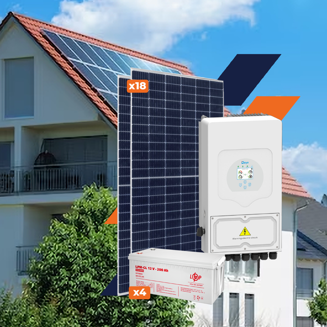 Комплект СЕС DEYE for LP 8 kW GRID - АКБ-9,6 kW Стандарт