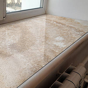 Покриття для підвіконня, м'яке скло з фотодруком на скотчі Пісок, 1,2 мм (350х1000)