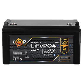 Акумулятор LP LiFePO4 25,6V - 100 Ah (2560Wh) (BMS 100A/50А) пластик Smart BT