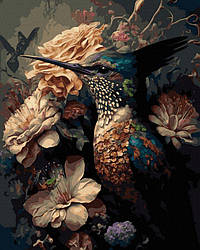 Картина за номерами Колібрі в квітах (ANG703) 40 х 50 см (Без коробки)