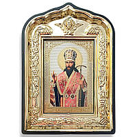 Икона Димитрий митрополит Ростовский святой, лик 6х9, в пластиковой черной рамке