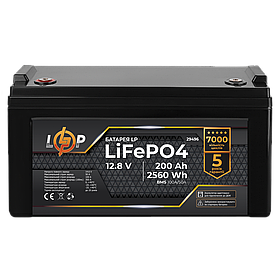 Акумулятор LP LiFePO4 12,8V - 200 Ah (2560Wh) (BMS 100A/50А) пластик для ДБЖ