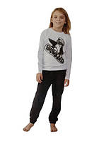 Пижама для мальчика Cleve черно-белая Snowboard, размер 146-152