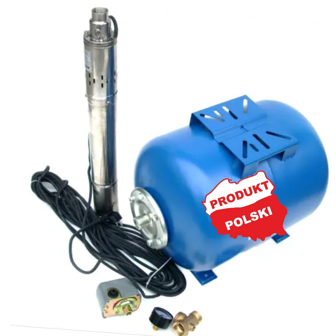 Занурювальний насос для DELTA (Польша) шнековий 0.37 кВт напір 75м+реле, п'ятерник, монометр, клапан, фото 1