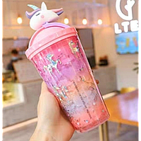 Пляшка для холодних напоїв "Єдиноріг", пластикова пляшка для напоїв, рожевий, 450 мл
