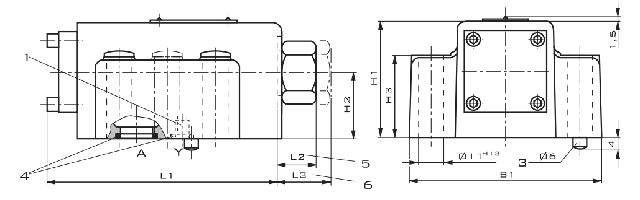габаритні розміри гідрозамка SV10PB140 габаритні розміри гідрозамка SV10PB140