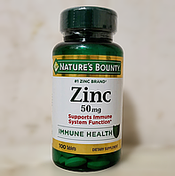 Вітаміни Nature's Bounty Zinc 50mg 100 таблеток цинк глюконат