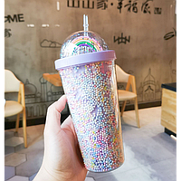 Пляшка для води пластикова "Райдуга", пластикова пляшка для прохолодних напоїв, фіолетова, 550 мл