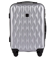 Світло-сірий дорожній чемодан пластиковий WINGS S стильна маленька валіза на колесах валіза ручна поклажа