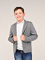 Пиджак для мальчика трикотажный серый 128