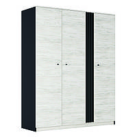Стильный серый распашной платяной шкаф трехдверный для одежды с полками штангой в спальню Тео Мир Мебели 170см