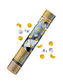 Пневматична хлопавка: фольга, золоте та срібне конфетті Maxsem CM009, 30 см