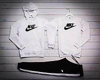 Спортивный комплект Nike мужской весенний осенний худи свитшот штаны Найк бело черный