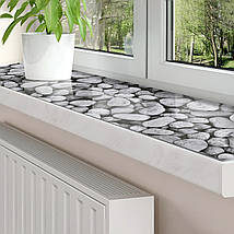 Покриття для підвіконня, м'яке скло з фотодруком на скотчі Галька 35 х 100 см, фото 2