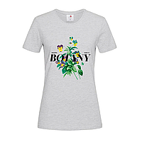 Светло-серая женская футболка С Фиалками на подарок (28-7-3-світло-сірий меланж)