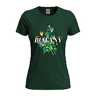 Темно-зеленая женская футболка С Фиалками на подарок (28-7-3-темно-зелений)
