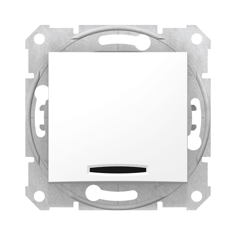 Вимикач Schneider Electric Sedna білий одноклавішний внутрішній з підсвіткою прохідний SDN1500121