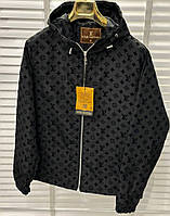 Louis Vuitton Black черная ветровка мужская модная лёгкая куртка плащевка Луи Витон