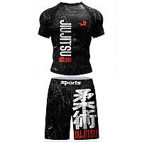 Jiu Jitsu двойка light - Мужской компрессионный спортивный комплект (рашгард с коротким рукавом, шорты) - М