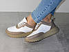 Кросівки шкіряні жіночі стильні  бежеві з білим, фото 4
