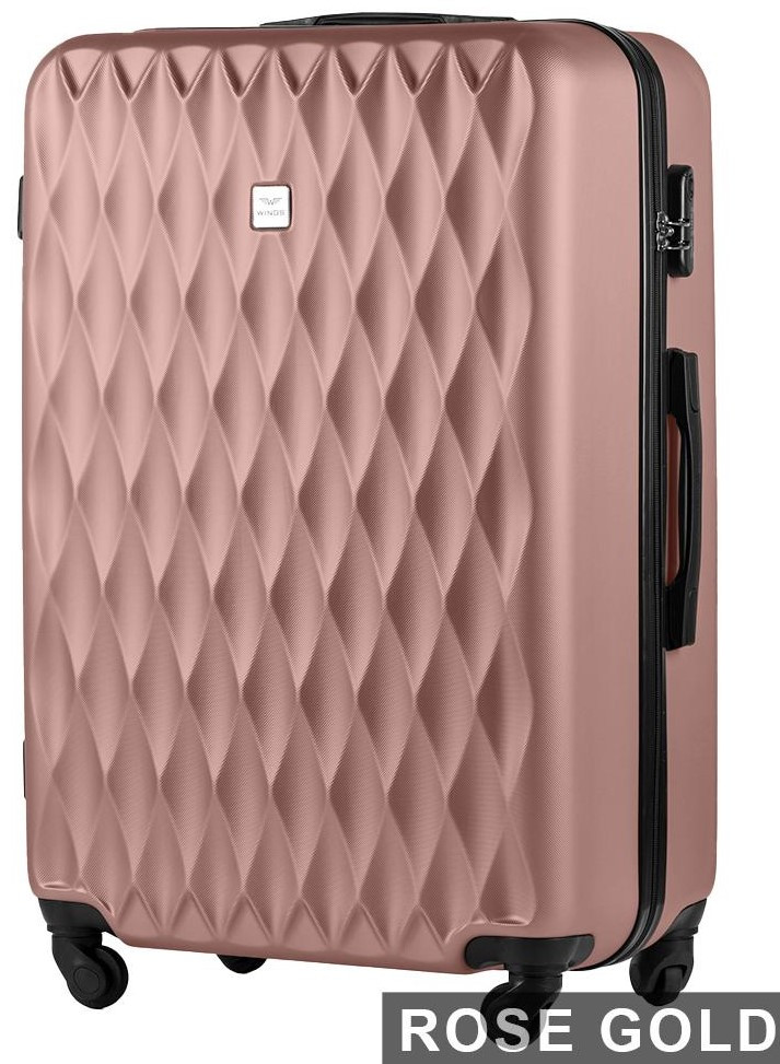 Дорожня валіза для поїздок велика WINGS L містка пластикова валіза рожеве золото міцна валіза