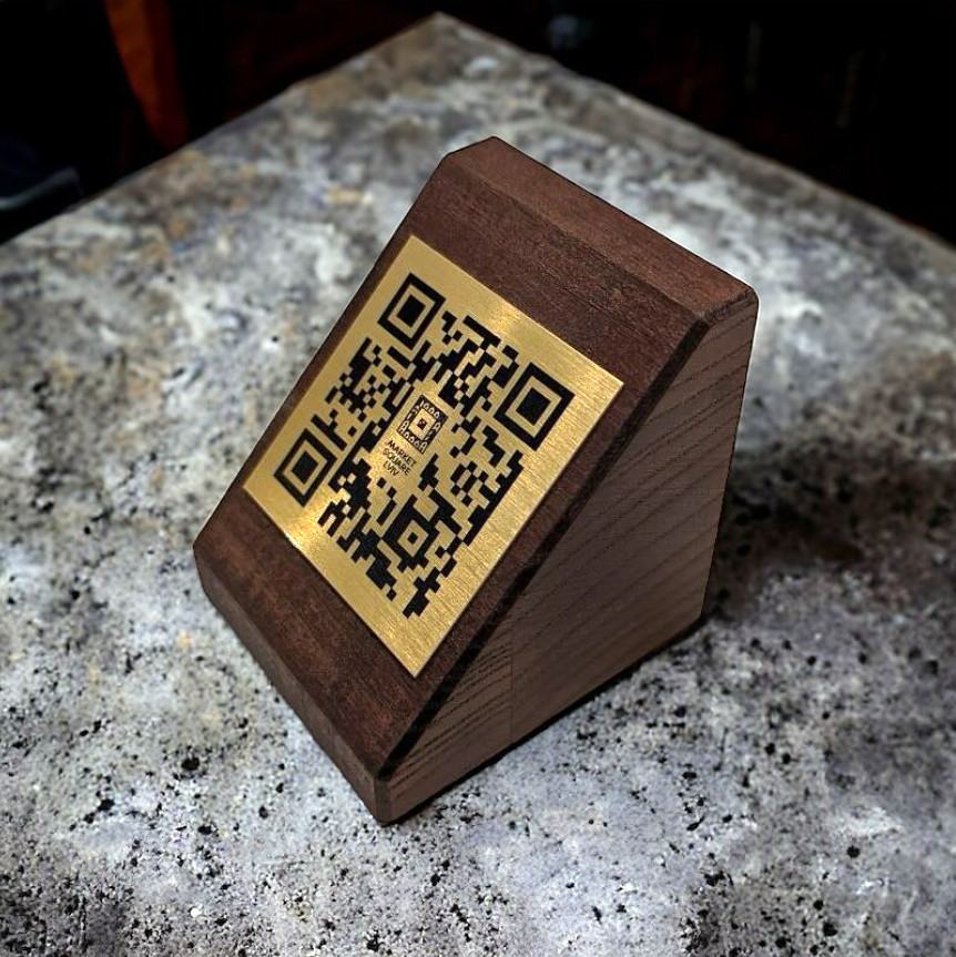 Підставка для меню - qr кода на стіл в ресторан кафе бар паб з лого закладу 10х6 см "Піфагор"