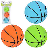 Мяч детский 6,5см, баскетбол, резина, ЦЕНА ЗА УП. 3ШТ, 3 цвета, пак. 12*27*6,5см (120)
