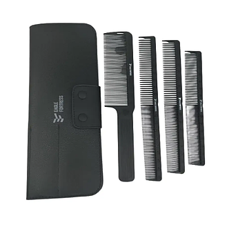Набір професійних гребінців для волосся Proline Eagle Fortress карбон 4 шт+чохол (JF012)