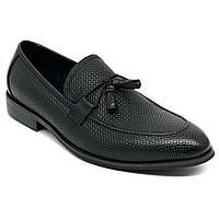 Чоловічі класичні туфлі лофери чорні шкіряні з китицями Sergio Billini 51316 розмір 40