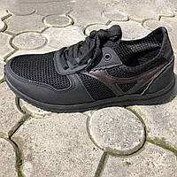 Мужские кроссовки черные из сетки 41 размер. Летние кроссовки под джинсы для мужчин. Модель 46384. DV-973 mun